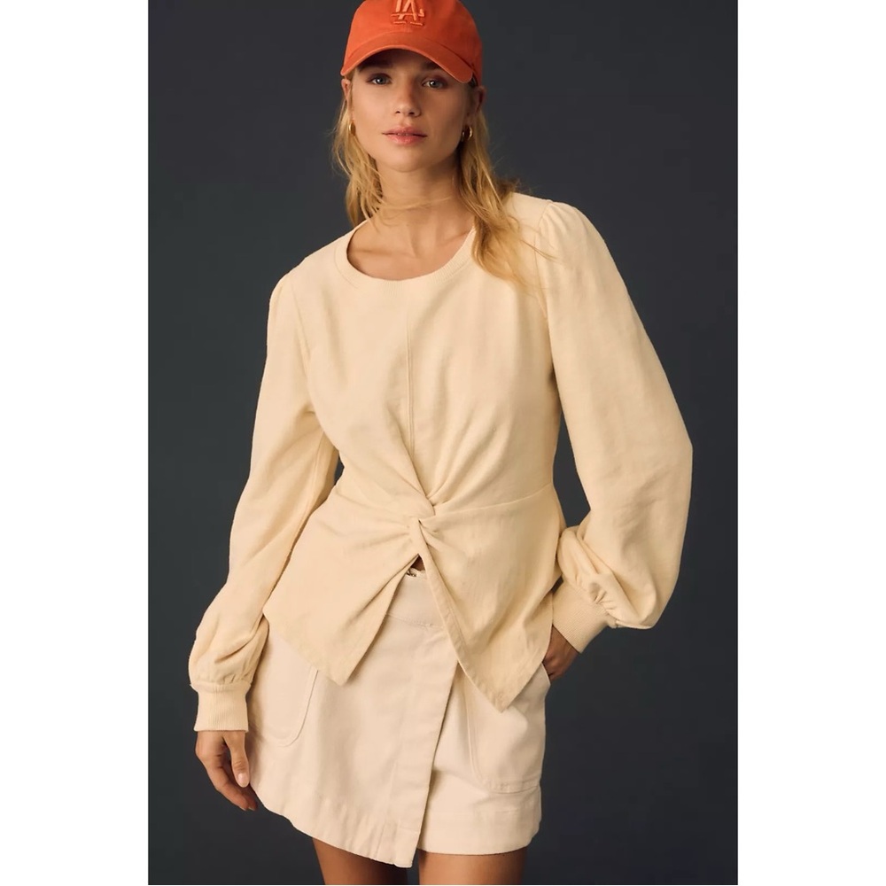 Anthropologie Pilcro Twist-Front Sweatshirt‎ in Cream White